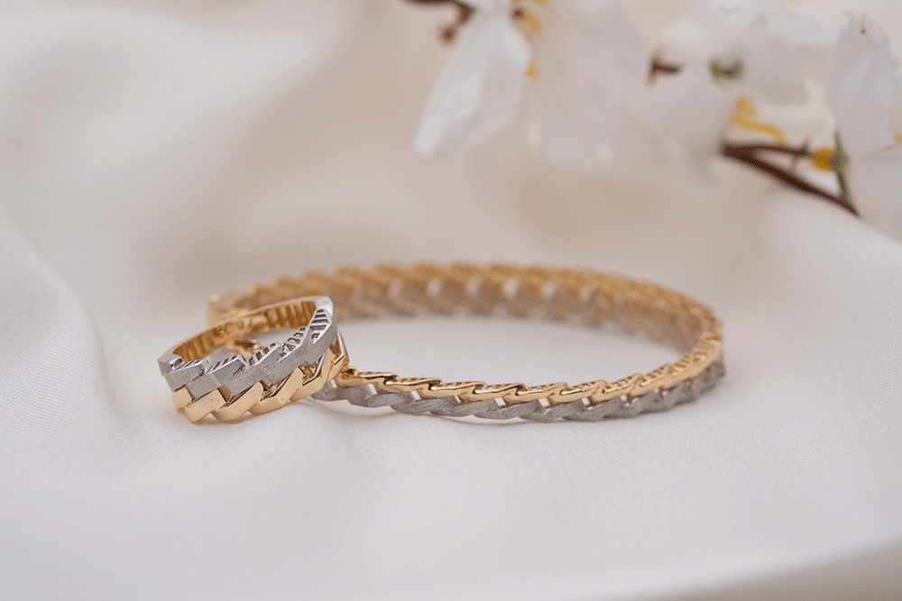 Elegant Yellow & White Gold Set 18K